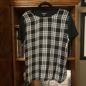 Ralph Lauren Womens Darbay Plaid Short Sleeve Pullover Top